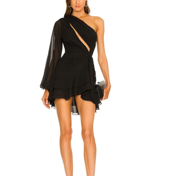 NEW MICHAEL COSTELLO X REVOLVE SUNNY BLACK MINI DRESS SIZE S - Picture 1 of 10